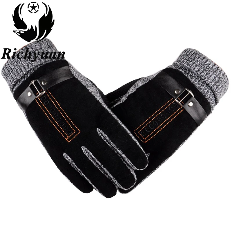 1 пара мужских кожаных перчаток Thinsulate, мягкие на ощупь зимние теплые шагающие рукавицы, кожаные перчатки для вождения, мужские черные коричневые