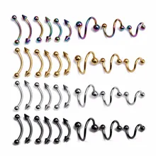 LOULEUR – anneau de Nez en spirale en acier inoxydable, 18 pièces/lot, boucle d'oreille, Tragus, corps, Piercing, femmes, hommes