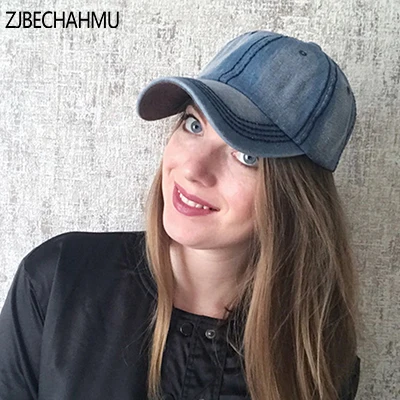 

ZJBECHAHMU Hats Fashoin solid Denim Adjustable Baseball Caps For Men Women Spring Vintage Hip Hop Snapback Hats 2019 new