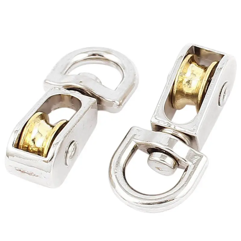 2 Piece 12mm Diameter metal Single Sheave Fixed Eye Rope Pulley Silver