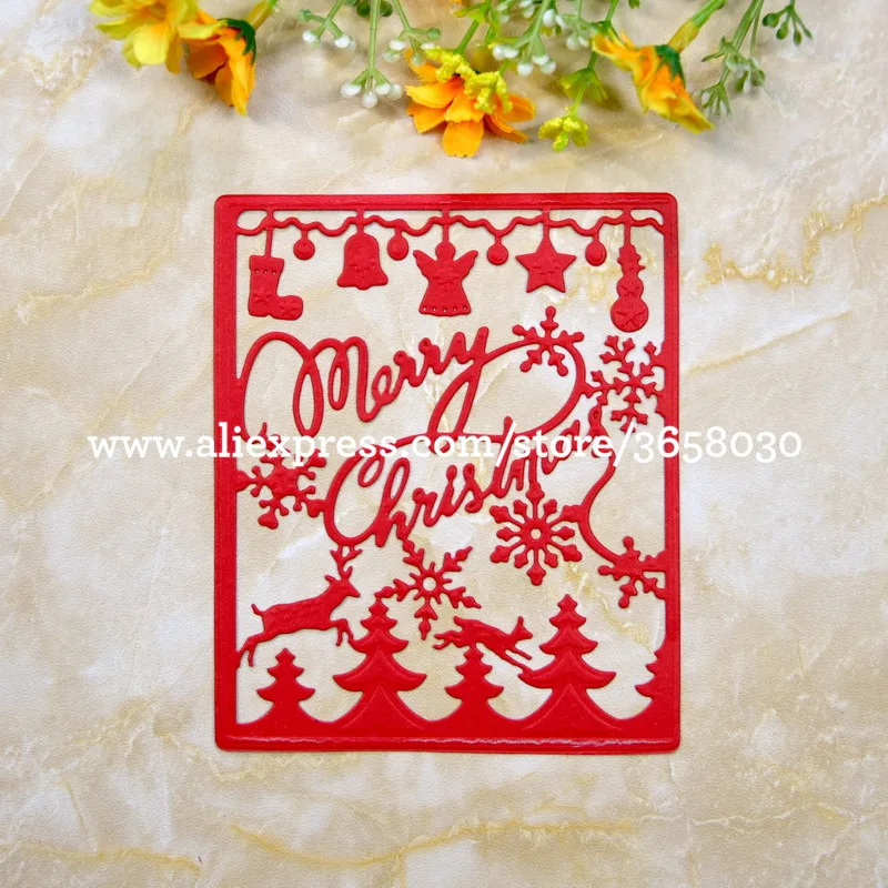 

Merry Christmas Decorations Frame Metal Die cutting Dies For DIY Scrapbooking Photo Album Decorative Embossing Folder 8072404