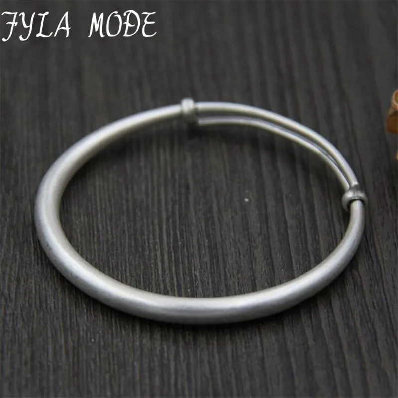 

Fyla Mode Matt Surface Bangle 100% Real S999 Sterling Silver Bracelet Bangle Size Adjustble Fine Jewelry 60mm 25.50G TYC108