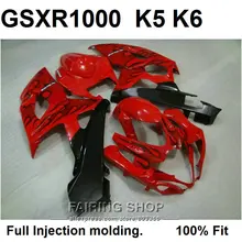 100% fit for Suzuki injection molding GSXR1000 05 06 black flames red fairings set GSXR 1000 2005 2006 VN14