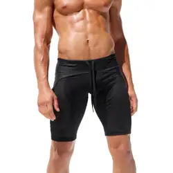 Летние Для мужчин 'Повседневное однотонные обтягивающие шнурок середине Пляжные шорты брюки по колено Короткая одежда для Для мужчин