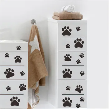 Funny Dog Cat Paw Wall Stickers for Kids Room Home Decal Wall Paper DIY Cabinet Door Food Dish Kitchen Bowl Car Decor Sticker