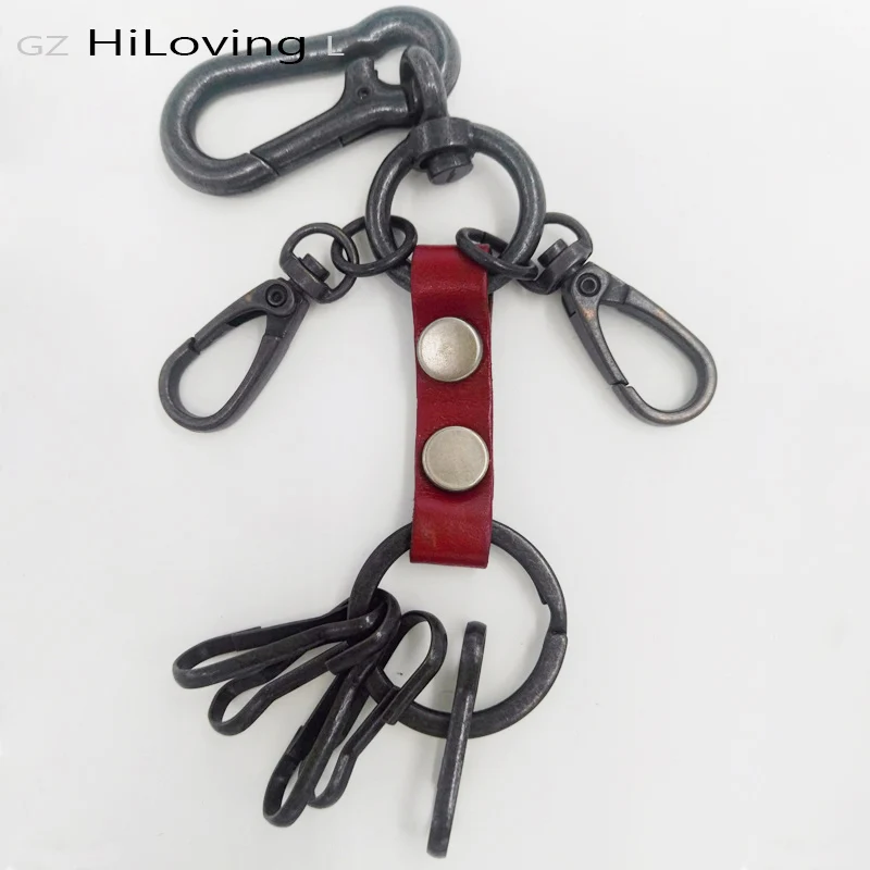 Strong Metal Carabiner Key Holder Vintage Keychain Leather For Man