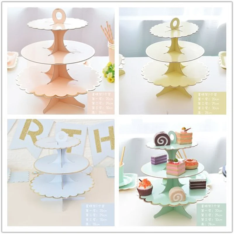 

1 Pcs Disposable Paper Cake Rack Bronzing Birthday Party Three-layer Bird Cage Wedding Decor Supplies Dessert Table Pops