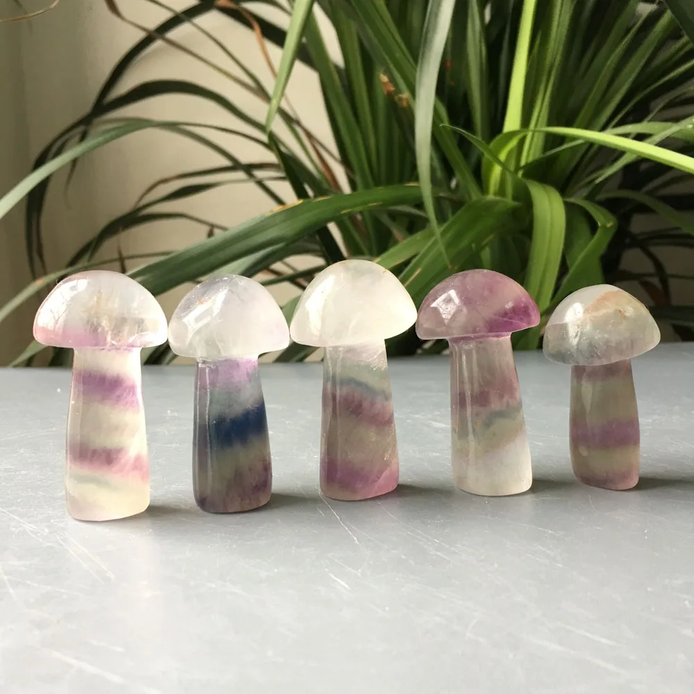 

1pcs Wholesale Pretty and lovely crystal Manual sculpture Natural fluorite small mushroom