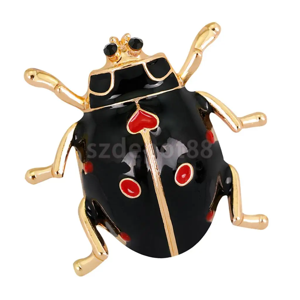 2 Pcs Enamel Ladybird Bug Insect Brooch Pins Women Men Costume Jewelry Red