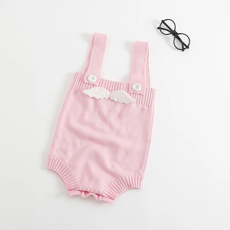 Tanie Nowy 2019 śpioszki dla niemowląt miękkie ubranka dla niemowląt śliczne anioł skrzydła dziewczyny chłopcy kombinezony dla dzieci z dzianiny pajacyki noworodka Baby Boy ubrania