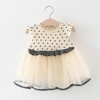 

2019 Baby girls summer mesh dress Kids cute short sleeve polka dots print princess dress for infant girls 1-2 Years !