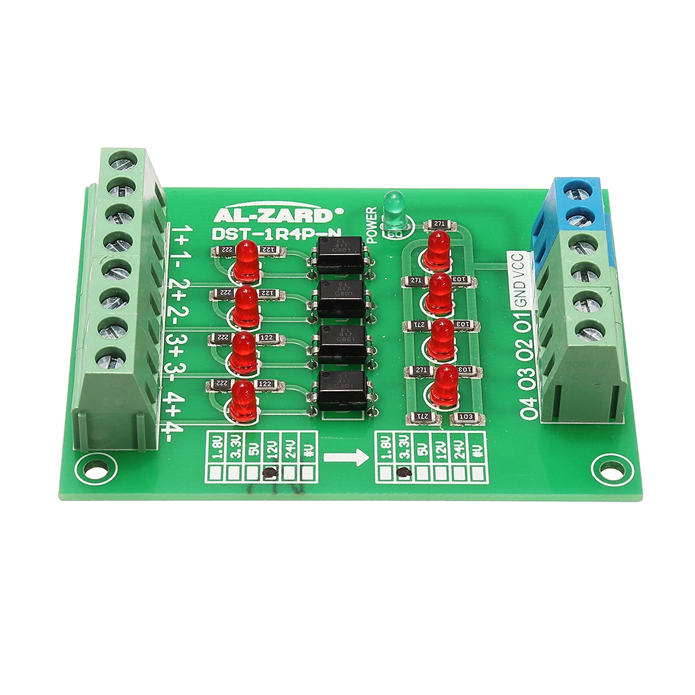 

12V To 3.3V 4 Channel Optocoupler Isolation Board Isolated Module PLC Signal Level Voltage Converter Board 4Bit