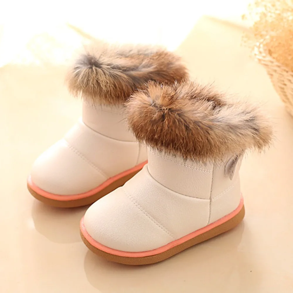 Хлопковые зимние для маленьких мальчиков Девочка Обувь кожаная для девочек Мартинсы теплая Нескользящая с высокой Обувь Chaussure Enfant