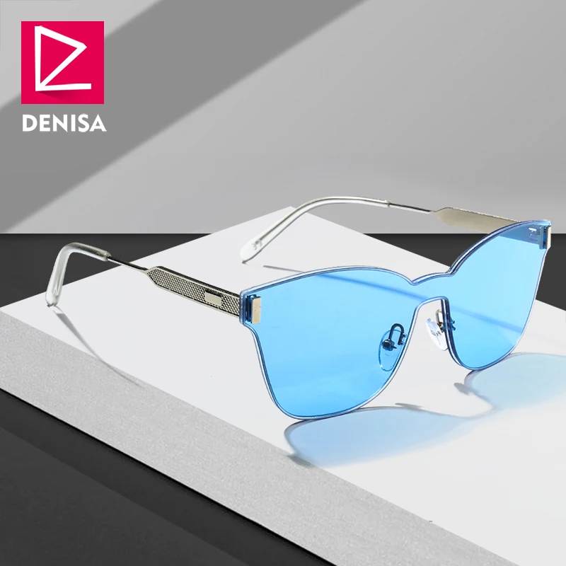 DENISA известный бренд цельные солнцезащитные очки без оправы мужские модные черные солнцезащитные очки для женщин квадратные очки для вождения UV400 G22074