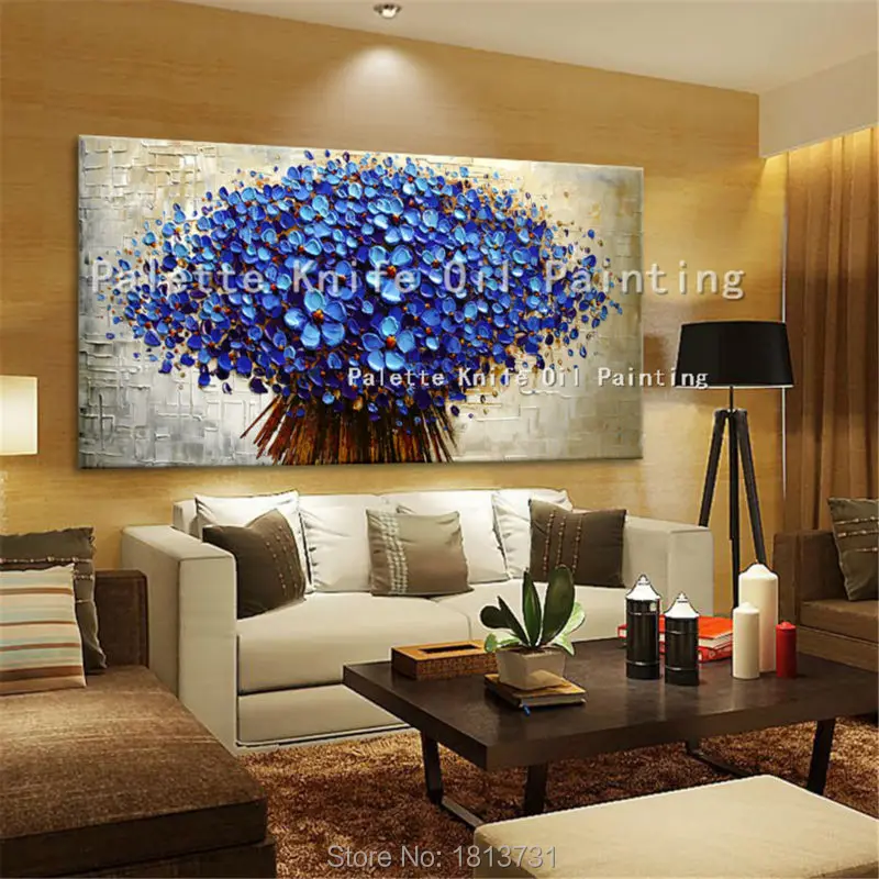 

Canvas Painting Palette Knife 3D texture Flowers Wall Pictures for living room cuadros decoracion acrylic quadros wall art decor