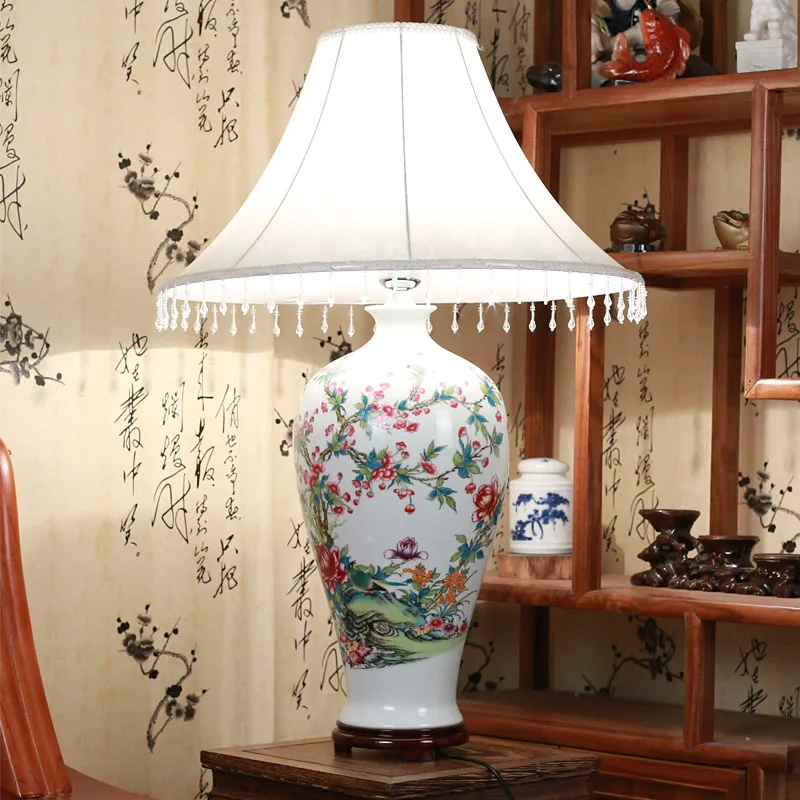 Vintage chinese porcelain ceramic table lamp bedroom living room
