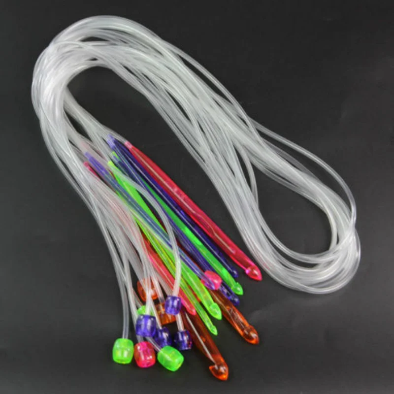 

12Pcs/set Transparent Plastic Weaving Tools Sweater Needle Crochet Afghan Carpet Long 1.1-1.2M