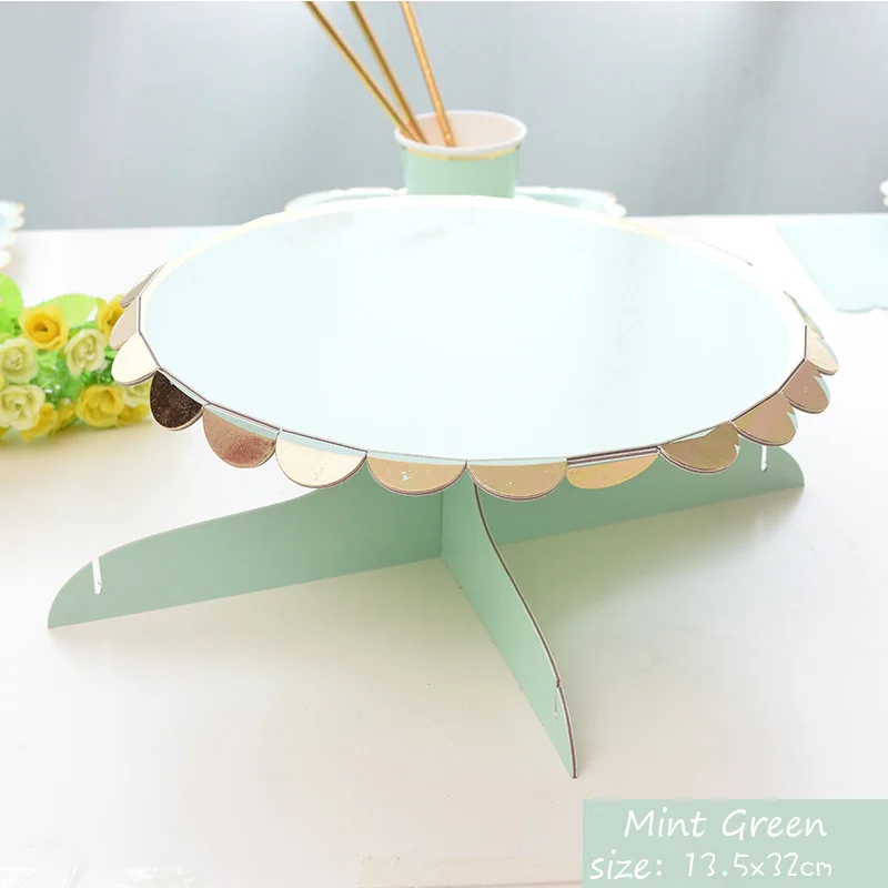 

Cardboard Cake Cupcake 1 Layer Stand Mint Green Pink Gold Baptism Dessert Stand Tea Time Candy Baby Shower Party Supplies