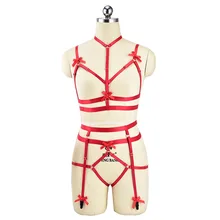Зрелый красный набор ремней для тела Harajuku готические трусики с вырезами сексуальное женское БДСМ белье Эротический жгут 90s Фетиш-боди клетка для тела