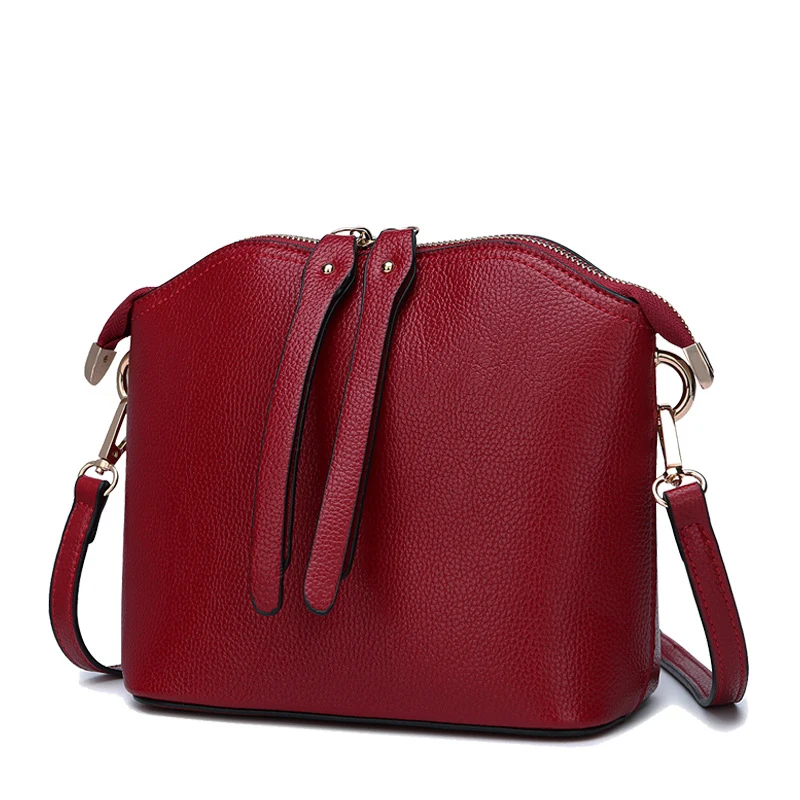

Creative Fashion Soft Genuine Leather Woman Solid Color Shoulder Bag with Zipper Cow Leather Shell Messenger Bag for Friend Gift