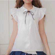 Милая шифоновая блузка с воротником-бабочкой и круглым отложным воротником для девочек