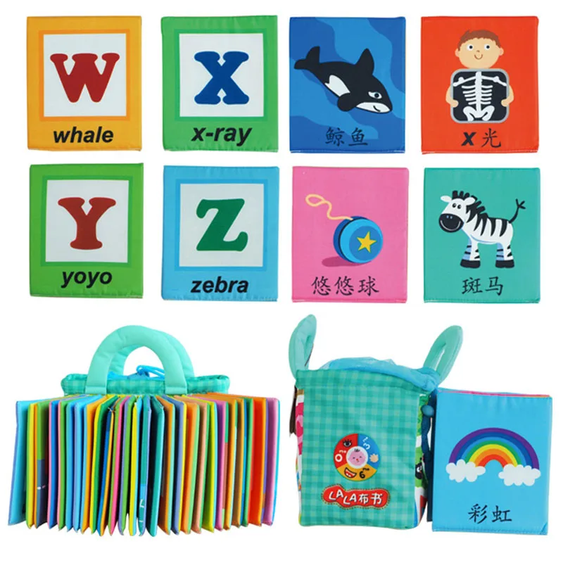 Soft Cloth Books Alphabet Letters Montessori Soft Cards Rustle Sound Infant Book for children Educational Toys