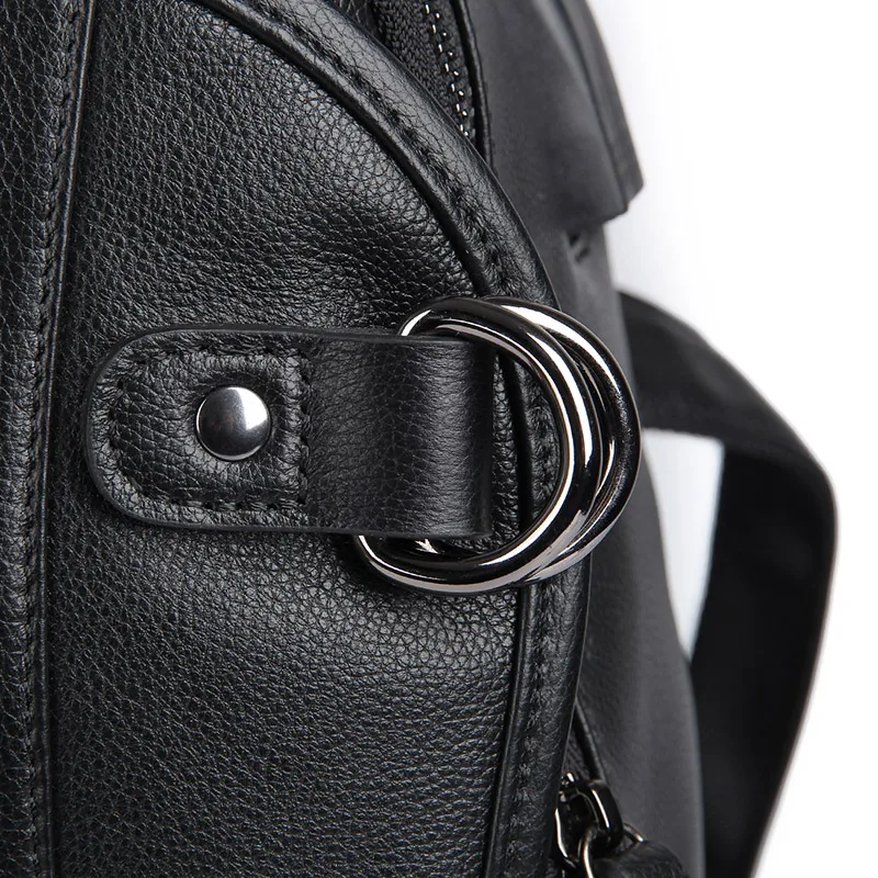 J.M.D натуральная кожа мужские рюкзаки черные плечи уникальный дизайн несколько карманов ноутбук рюкзак для подростка 2018A