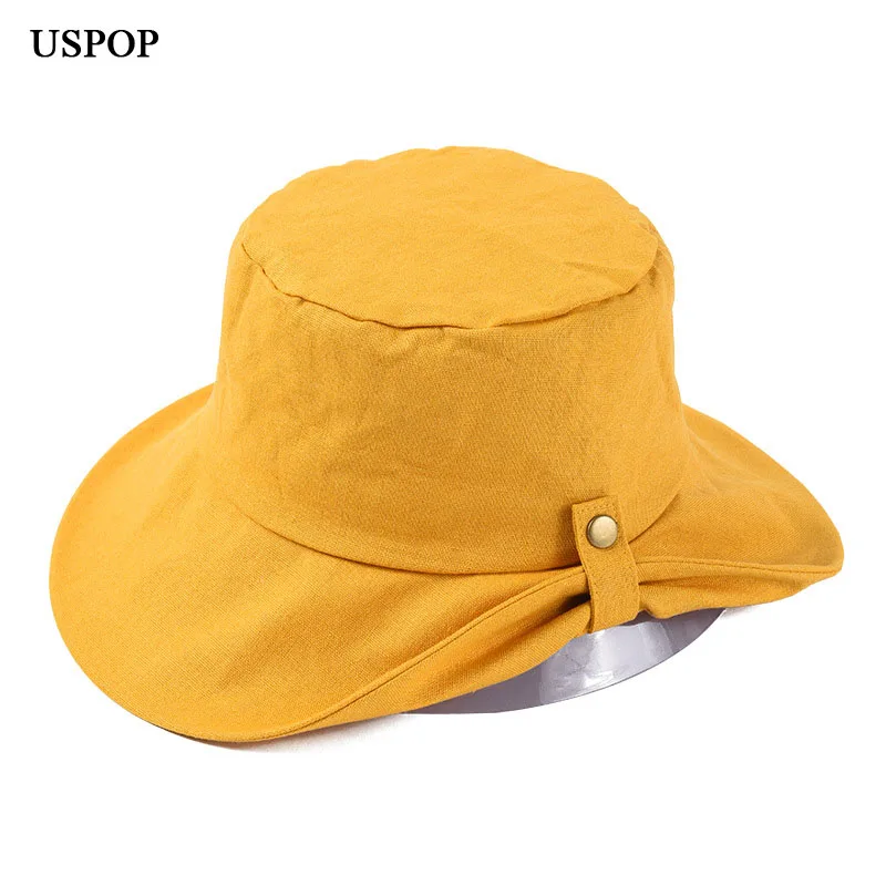 

USPOP 2019 summer hats for women breathable bucket hats with shape-holding wire collapsible solid color wide brim sun hat