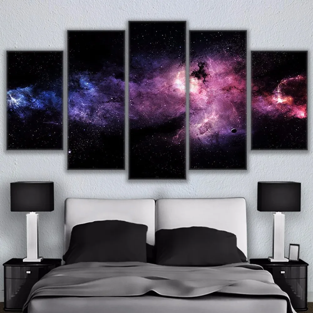

Abstract Modular Pictures Canvas Poster HD Prints 5 Pieces Starry Sky Nebula Paintings Frame Home Decor For Living Room Wall Art