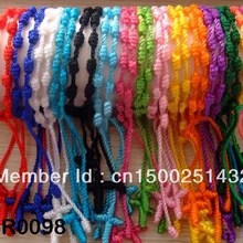 Минимальный заказ$10) 24 шт ручной работы смешанный завязанный браслет с розами Decenarios Смешанные цвета для подарка