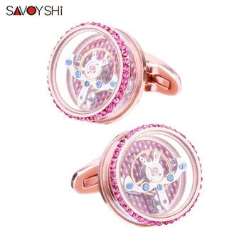 

SAVOYSHI Luxury Tourbillon Cufflinks for Mens Shirt Cuff bottons Functional Mechanical Watch Cuff Links Brand Designer Jewelry
