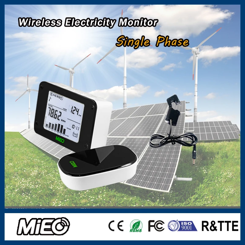 Wireless Electricity Energy Monitors Saver Power Current Sensor or Solar Saving Project Coulometry Single Phase HA102 CT2 Mieo |