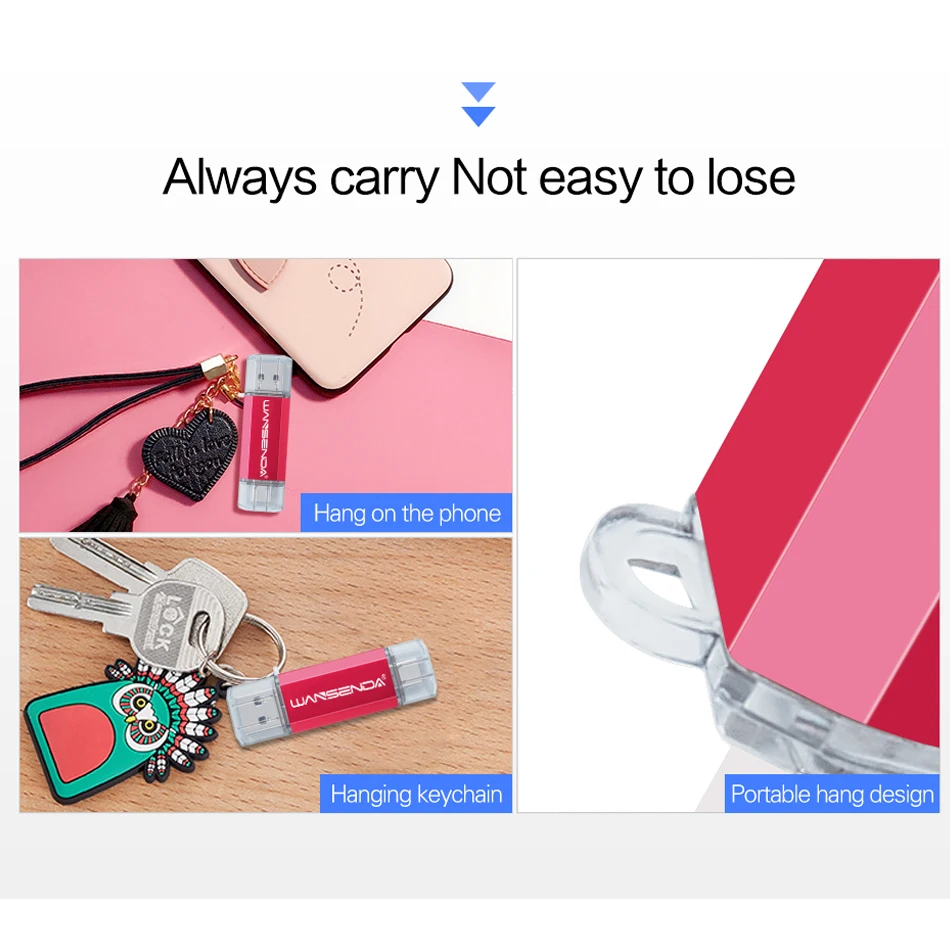 Original WANSENDA USB Flash Drive USB Stick 3.0 Pen Drive 32G 64G 128G 256G Pendrive Flash Memory Stick for Smartphone/Tablet/PC