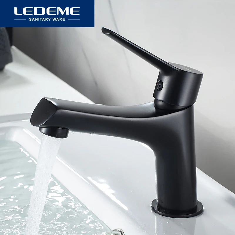 Online LEDEME Becken Armaturen Bad Wasserhahn Schwarz Messing Wc, Waschbecken Wasserhähne Heißes und Kaltes Wasser Waschbecken Mixer Bad Tap L1069B