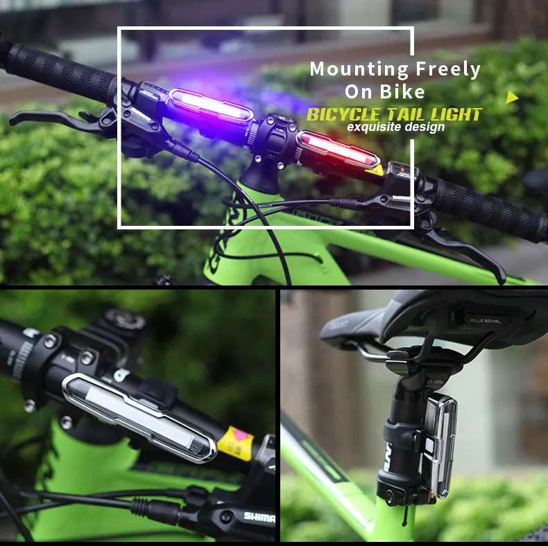Cheap USB Rechargeable Front Rear Bicycle Light Lithium Battery LED Bike Taillight Cycling Helmet Light Lamp Mount Bicycle Accessories 6