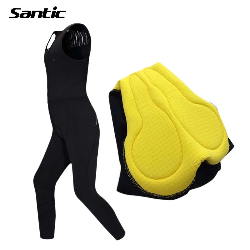 Santic Men Cycling Bib Pants Winter Thermal Windproof MTB Road Bike Pants 3D Padded Sports