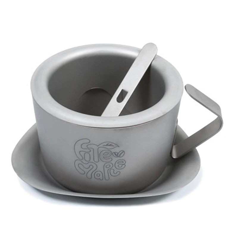 

Fire-maple Titanium Coffee Mug with mixing spoon Camping Double Walled Tea Cup Outdoor Tableware FMC-1702001