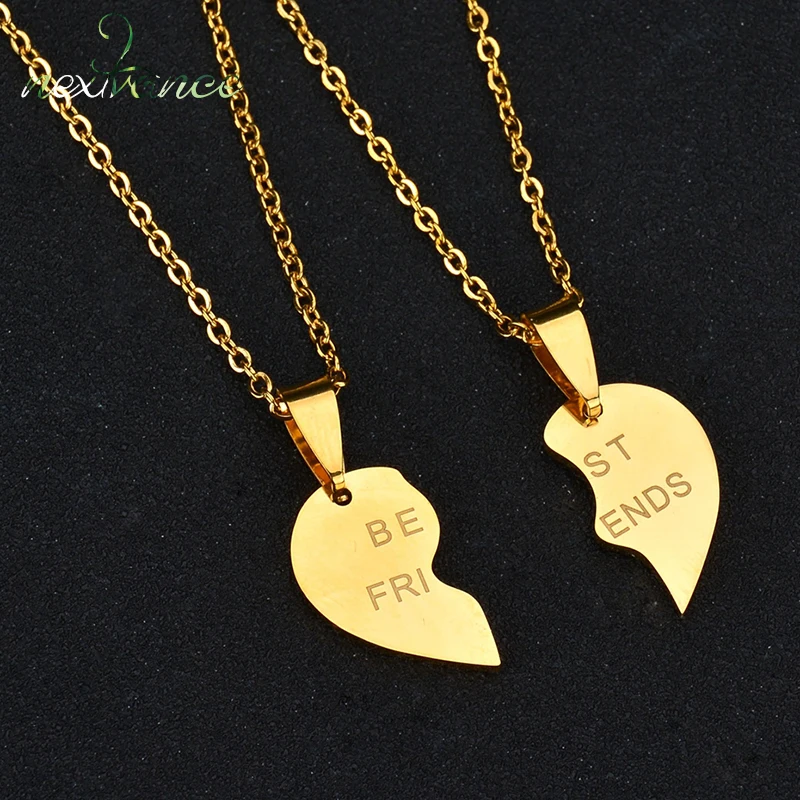 Gold /'BFF/' Heart Pendant Necklace