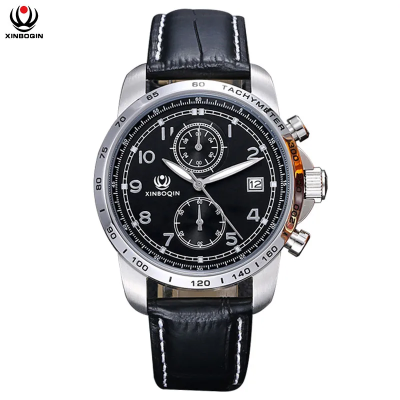 

XINBOQIN 2018 Luminous Hands Men Quartz Wristwatches Business Waterproof Brand Luxury Watch Man Genuine Leather Watches For Male