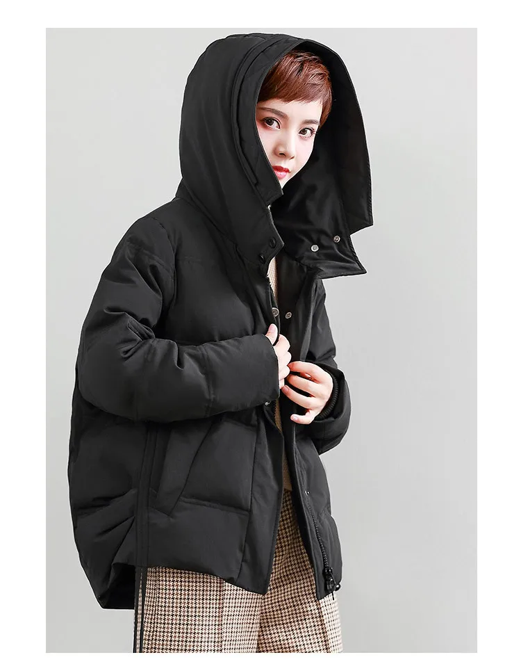 2018 New Women's down Jacket Large Size Women's Down Jacket Hooded Loose Female Jacket Fashion Zipper Coat Female (13)