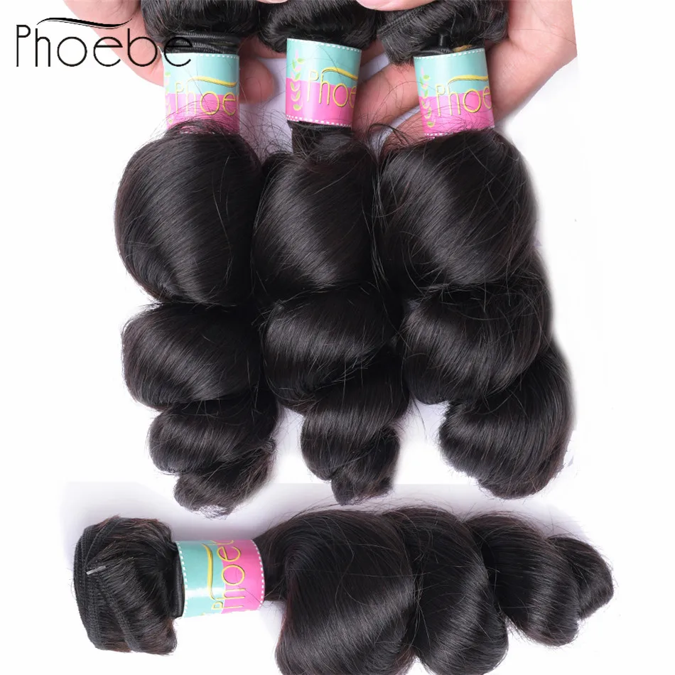 

Phoebe Hair Pre-colored Malaysian Bundles Loose Wave 100% Human Hair Extensions Non Remy Hair Buy 3 or 4 Bundles Natural Color