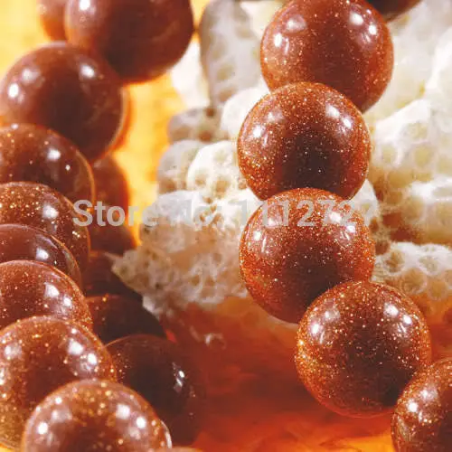 

10mm Galaxy Staras Sand Sun Sitara Aventurine Loose Beads Jewelry Natural Stone 15inch Wholesale Stones Balls Gifts