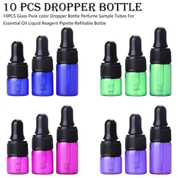 

10pcs 3ml/2ml/1ml Mini Refillable Empty Makeup Glass Bottle With Eye Dropper Essential Oil Liquid Storage Container