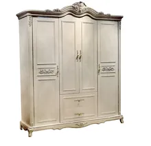 wardrobe bedroom home furniture 4 doors neoclaasical solid wooden materials can be customized color