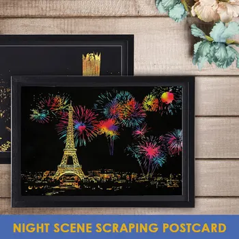 

Scratch Painting Nightscape Scratch Painting Black Coated Art Paper Draw Children Education Toys Describe Gift Interesting Toy