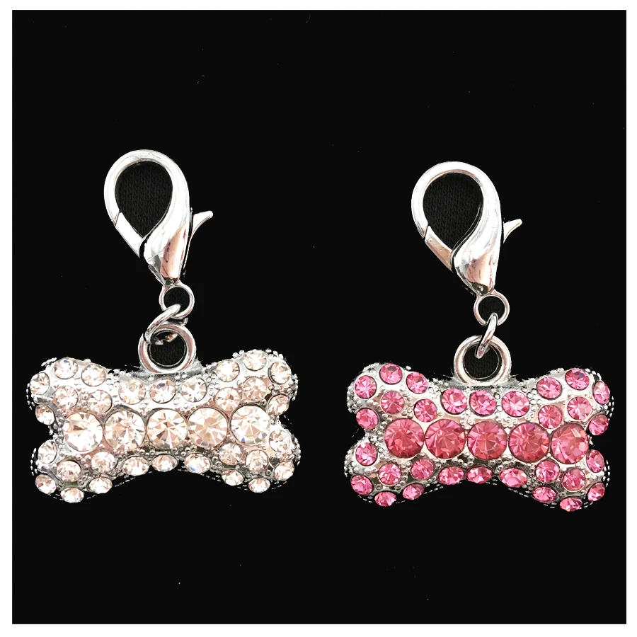 2pcs Rhinestone Bone pet Collar Charm Pet Jewelry Cat dog collar