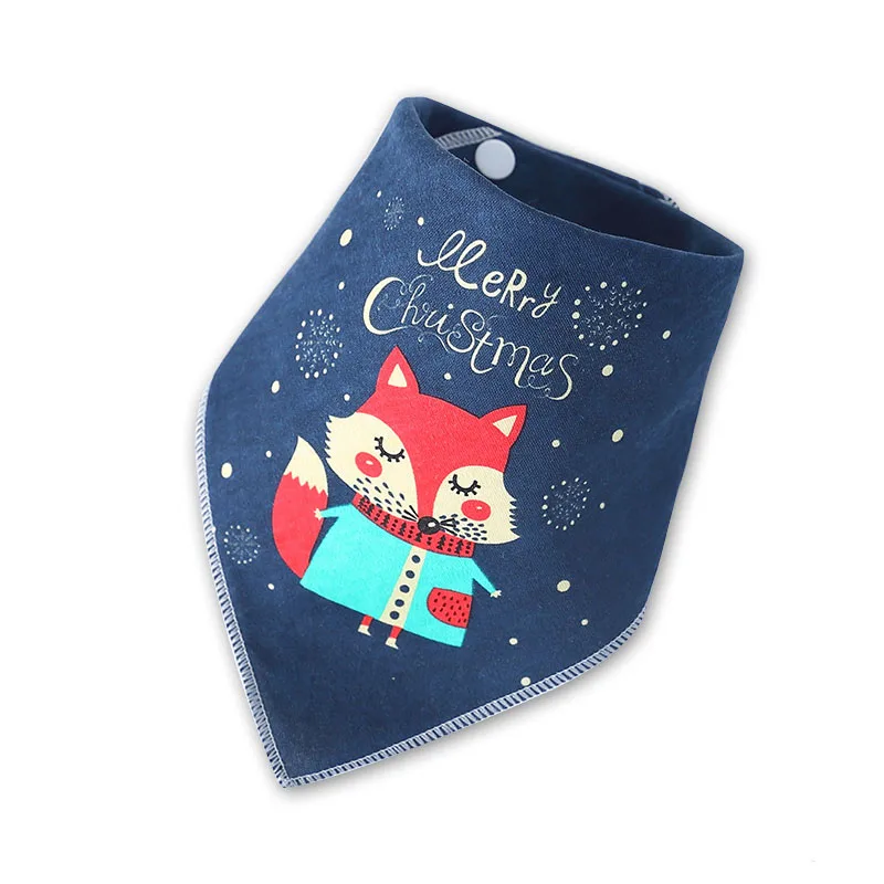 christmas fox Многоразовые нагрудники для мальчиков и девочек, шарф с милым принтом в виде животных, треугольные хлопковые нагрудники для малышей, бандана для младенцев - Цвет: christmas fox