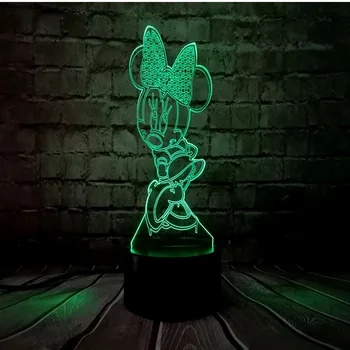 

Cartoon Night Light 3D Acrylic Minnie Mouse RGB Baby Sleep Room Decor LED 7 Color USB Charge Luster Children's Day Girl Kid Toy