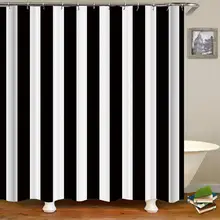 Por X Long Shower Curtain Lots Extra Long Shower Curtain Stripe Design Polyester Fabric Bathroom Curtains Black And White