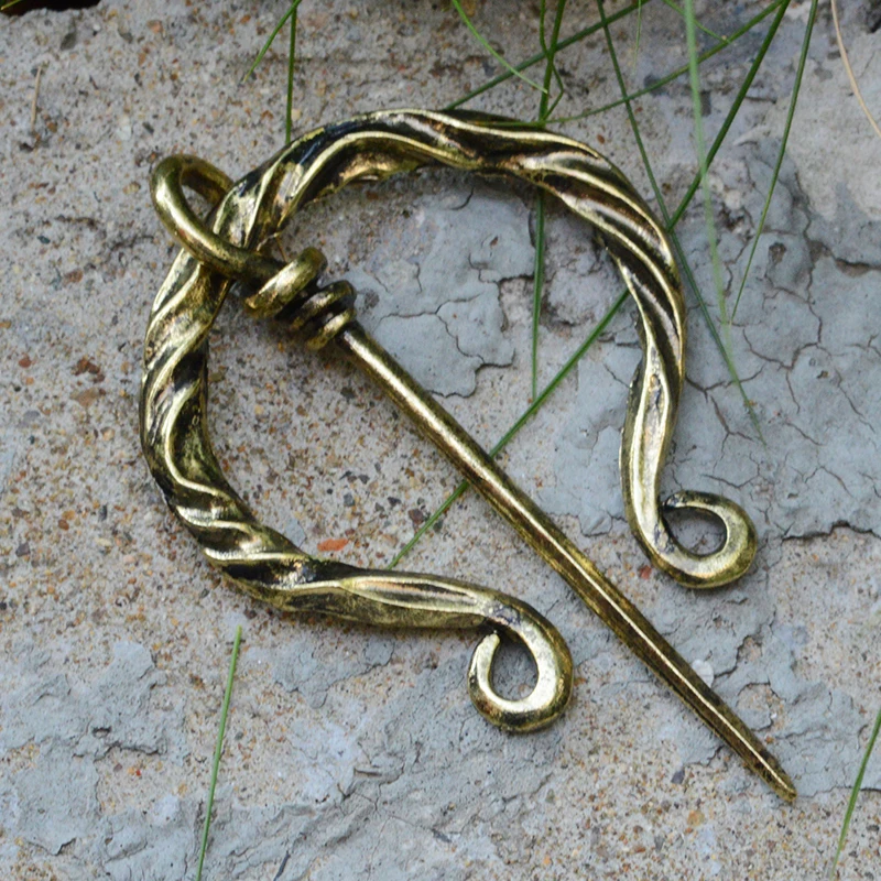 Viking Brooch Twist Penannular Cloak Shawl Scarf Pin Decorated 
